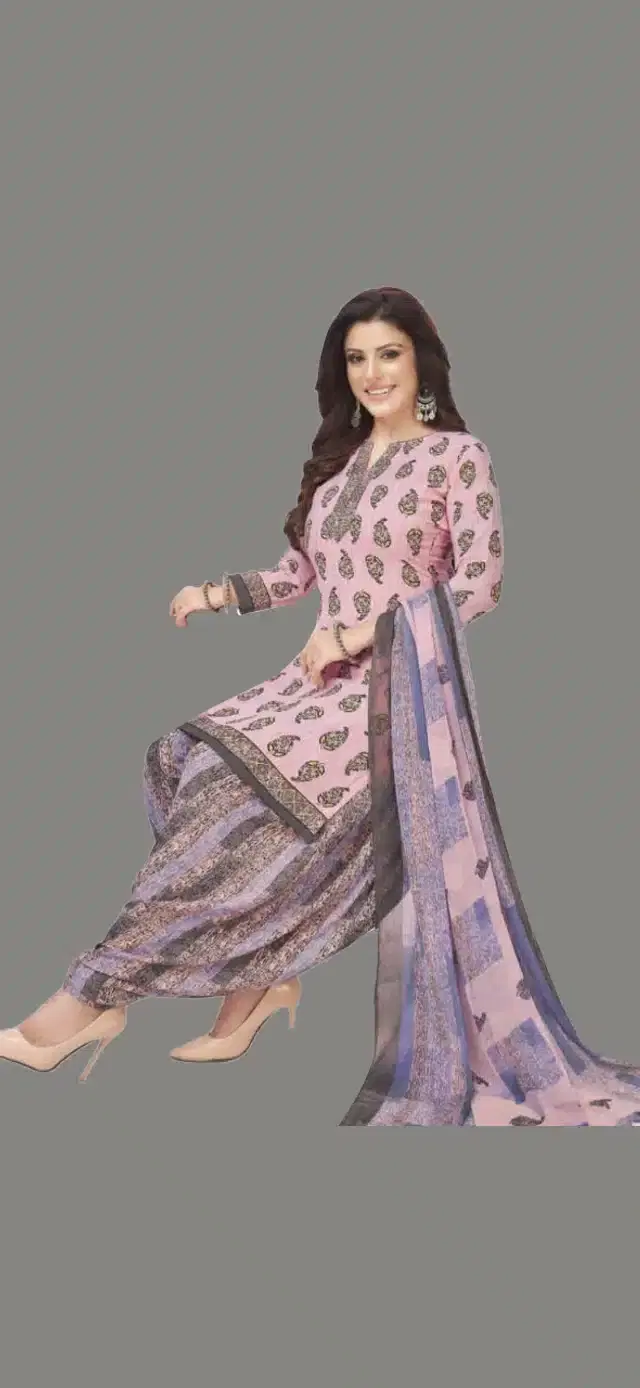 Unstitched Dress Material for Women & Girls (Pink)