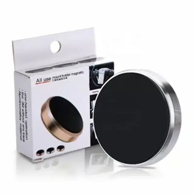 Magnetic Car Mobile Holder, Black & Silver