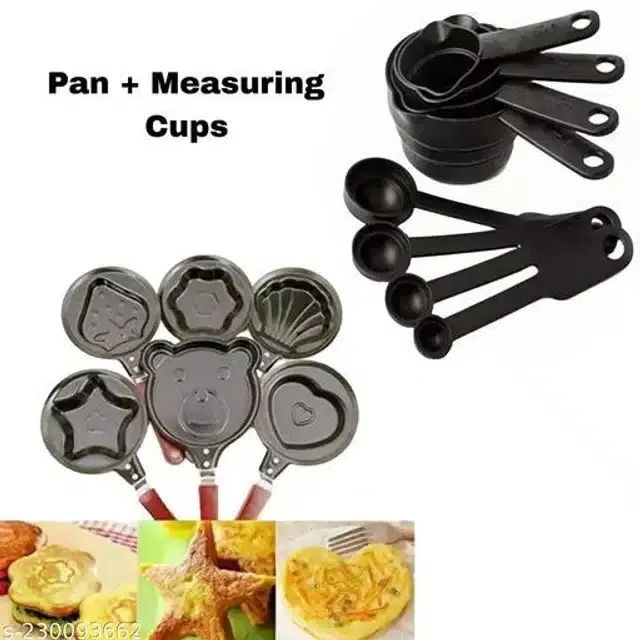 Frying Pan For Kitchen With Spoon, Grey, Pack Of 14