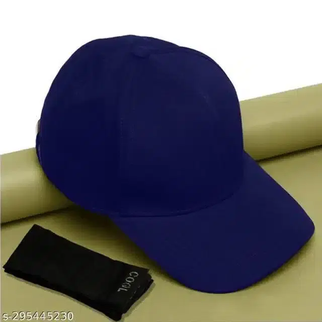 Cotton Arm Sleeves & Cap for Men & Women, Set of 2 (Black & Navy Blue)