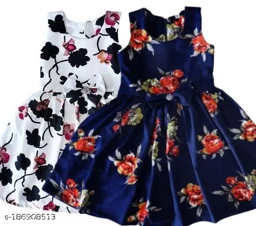 Party Frock for Girls (White, 5-6 Years)