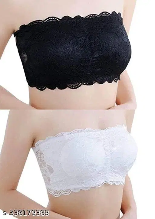 Super Net Solid Bras for Women, Black & White, Pack of 2 (28A)