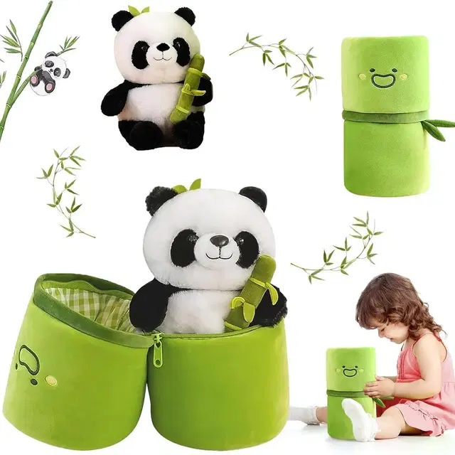 Kidology Panda Stuffed Animal Bamboo Pillow Soft Toy, 19.5 Cm