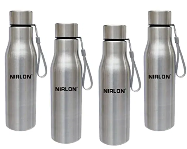 Nirlon Stainless Steel Water Bottles, Silver, 1000 ml, Pack of 4
