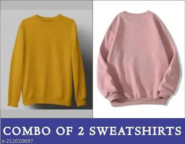 Full Sleeves Sweatshirt for Women, Combo of 2 (Mustard & Peach, L)