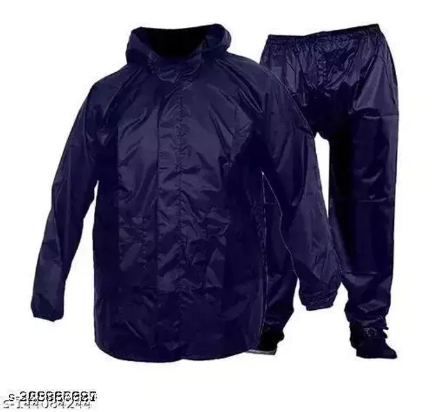 Polyester Rain Coat for Men, Navy Blue, S