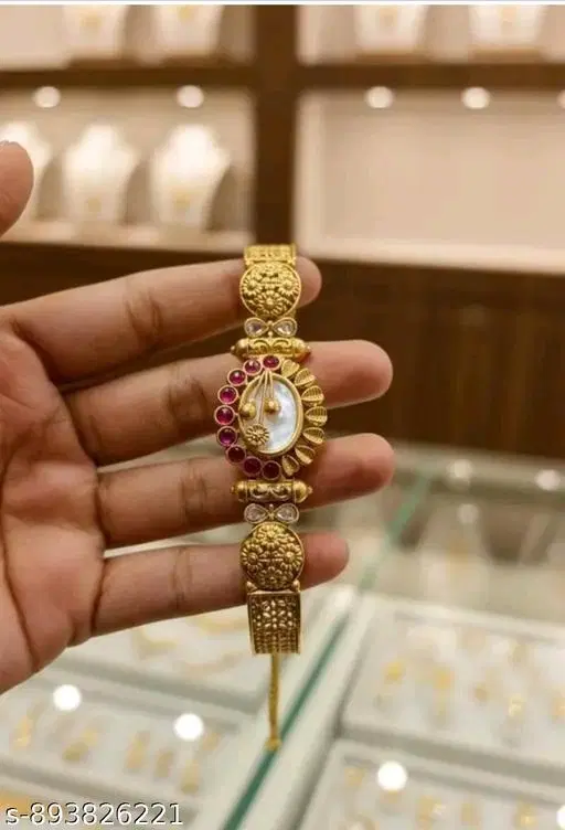 Gold Plated Bracelet for Women (Gold, Free Size)