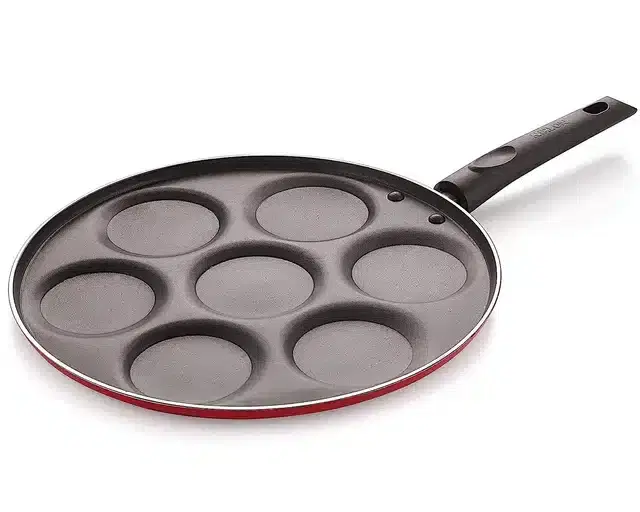 NIRLON Aluminium Uttapam Maker, Red & Black, 27.5 cm
