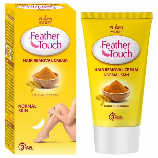 VI-JOHN Feather Touch Hair Removal Cream Haldi & Chandan Tube for Normal Skin 40 g
