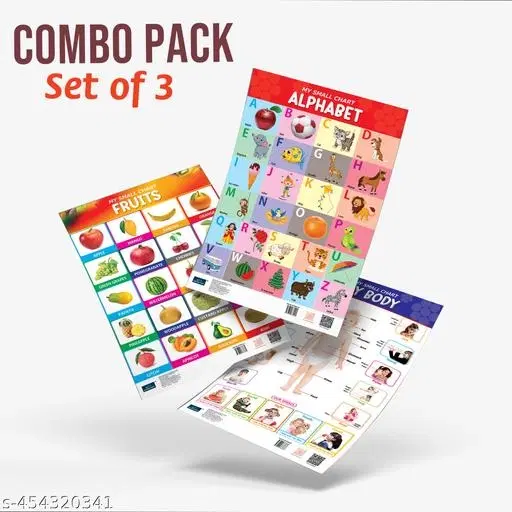 Bookford Publications My small chart Alphabet, Fruits & My Body (Set of 3)