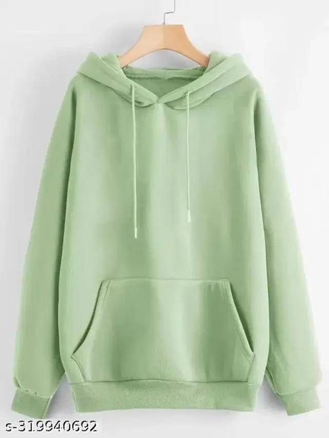 Fleece Hoodie for Women (Green, S)