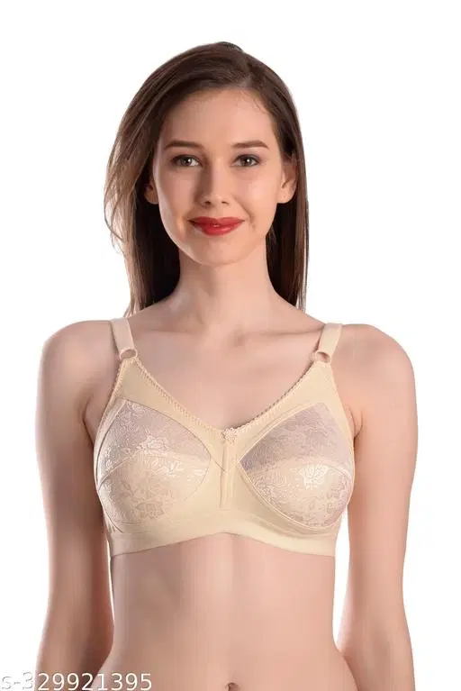Nylon Bra for Women, Beige (32B)