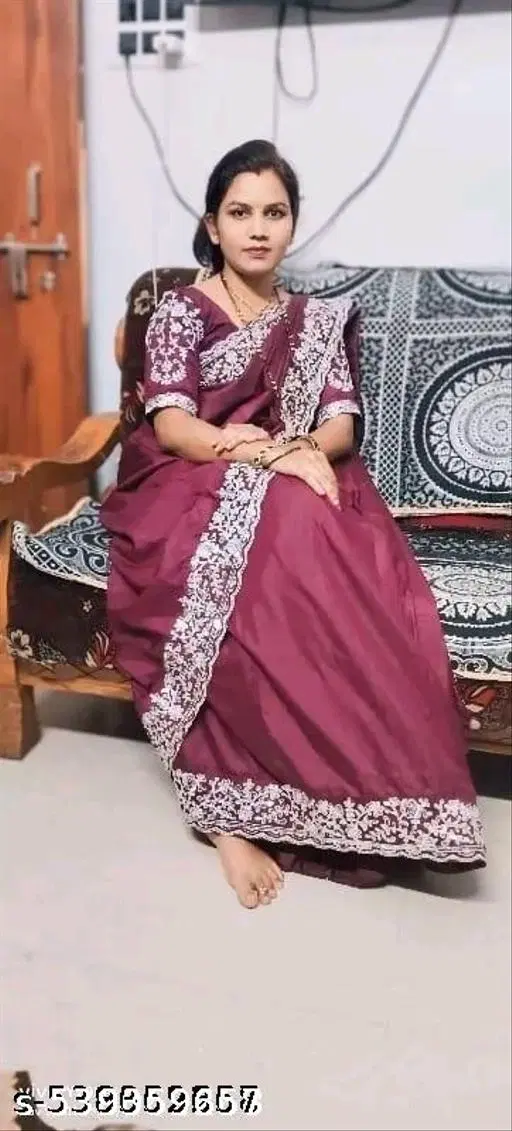 Georgette Saree for Women, Purple (5.5 M)