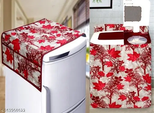KANUSHI Industries® Fridge Covers / Refrigerator Cover +1 Pc Top Load Semi Automatic Washing Machine Cover (Suitable for 6 Kg, 6.5 kg, 7 kg, 7.5 kg) (Color- Maroon)(FRI+WASMAC-SEMI-MAROON-SHUB)