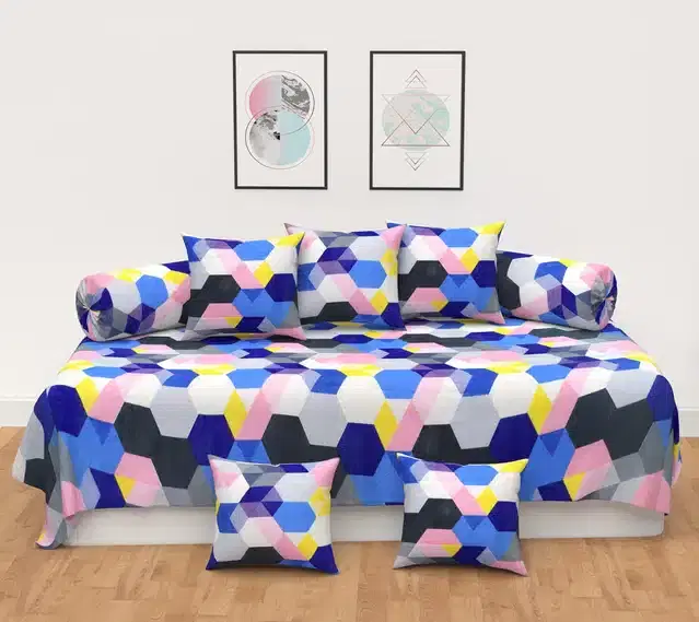 Microfiber Diwan Cover Set, Multicolor, Pack of 8