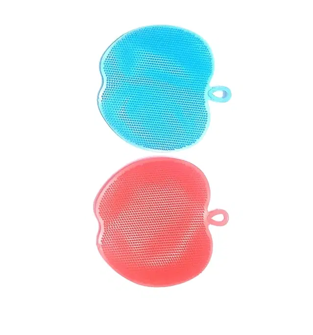 Silicone Round Cleaning Brushes, Multicolor, Pack of 2