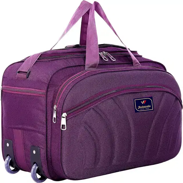 Nylon Traveling Luggage Bag with Wheels, Purple,65 L
