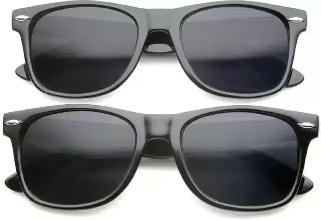 Wayfarer Sunglasses for Men & Women, Pack of 2 (Black)