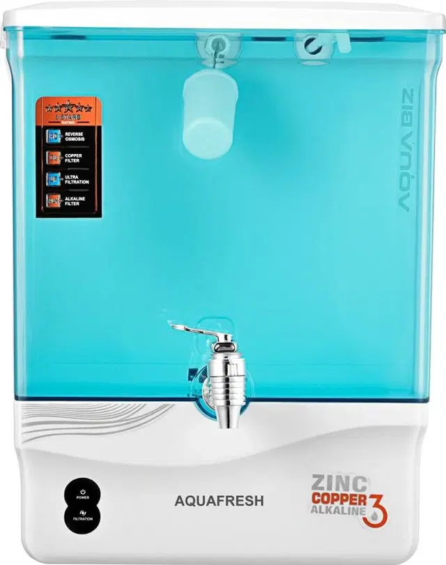 Aqua Fresh BIZ Green 10L RO+UV+UF+Copper+TDS Control Water Purifier with Pre-Filter (White & Green) [Installation ₹500]