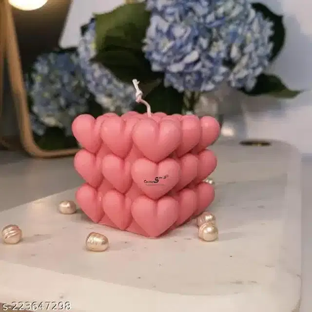 Heart Bubble Shaped Candle, Pink