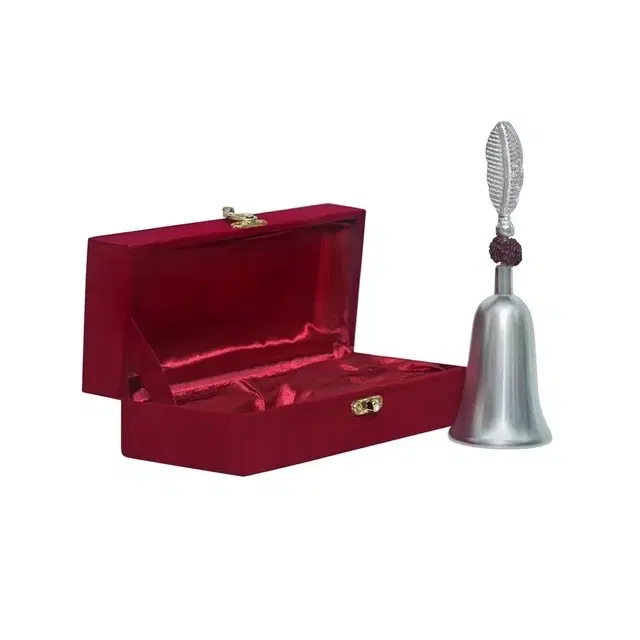 Silver Plated Rudraksh Puja Bell For Home Mandir 17.2x8x6cm