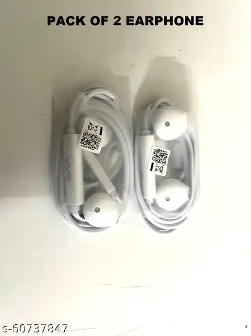 Plastic Super Cool Bass Wired Earphones, White, Pack Of 2, Dv-05
