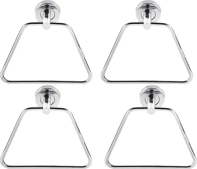 Stainless Steel Multipurpose Towel Ring with Wall Flange, Silver, Set of 4