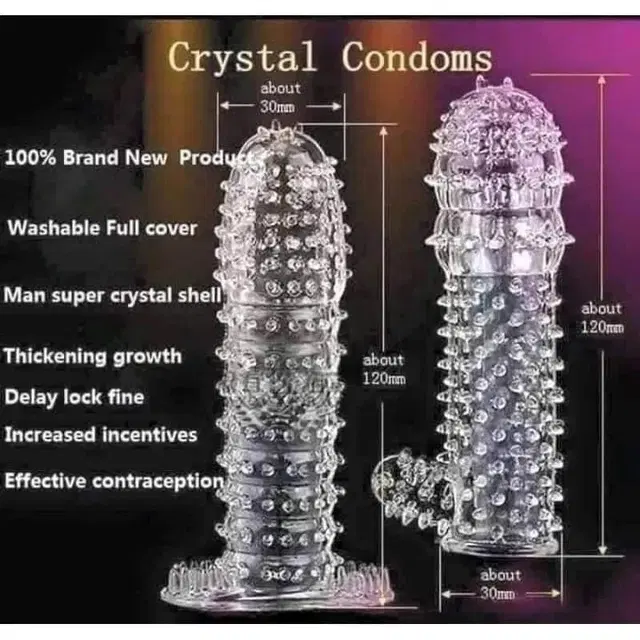 A R Silicone Crystal Dotted Condom for Men, Transparent