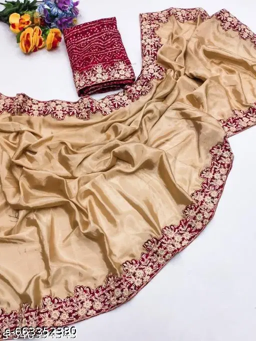 Chinnon Embellished Saree For Women, Gold