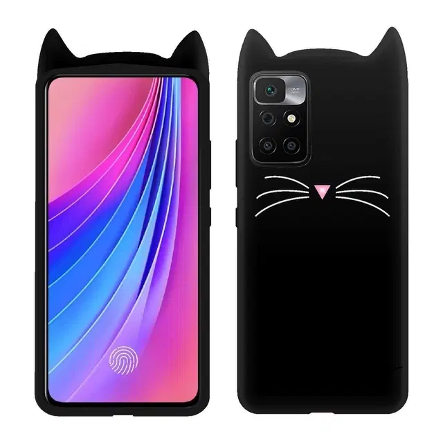 Silicone Mobile Back Cover for Redmi 10Prime (Black)