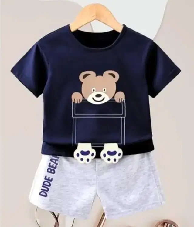 Cotton Blend Printed Clothing Set for Boys, Blue & Grey (0-6 Months)