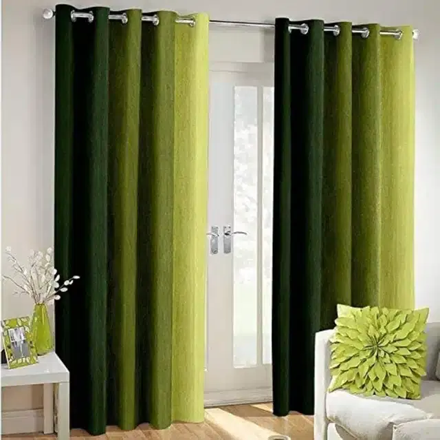 Polyester Solid Door & Window Curtains, Green, 5 feet