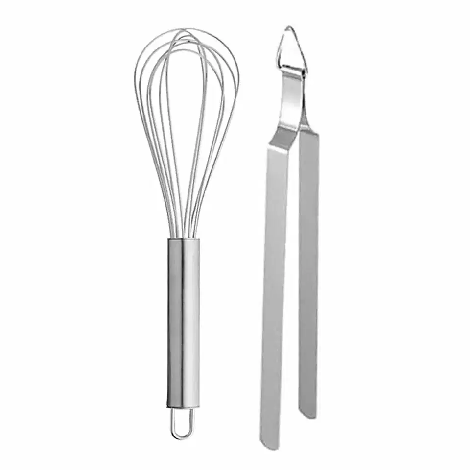 Oc9 Stainless Steel Egg Whisk & Roti Chimta For Kitchen Tool Set, Oc-194