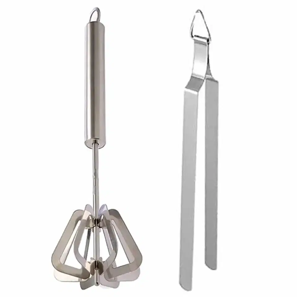 Oc9 Stainless Steel Hand Blender & Roti Chimta For Kitchen Tool Set