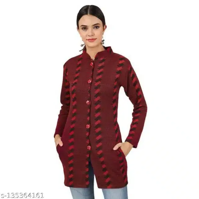 Woolen Sweater for Women (Maroon, M)