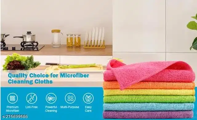 Microfiber Bath Towel, Multicolor, 40x40 cm, Pack of 6