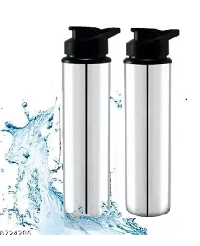 Stainless Steel Water Bottle, Silver, 900 ml, Pack of 2