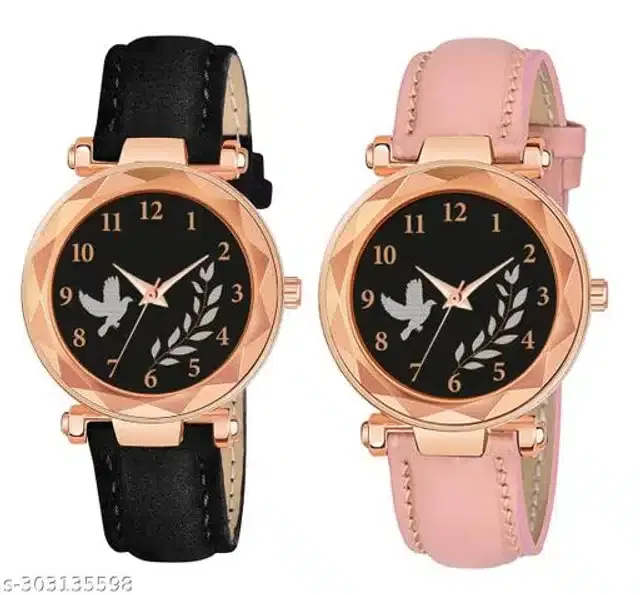 Analog Watch for Women, Pack of 2 (Multicolor)