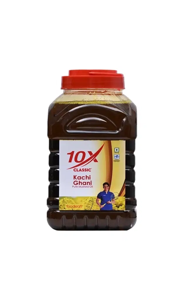 10x Classic Kachi Ghani Mustard Oil 1.770 L Transparent Jar