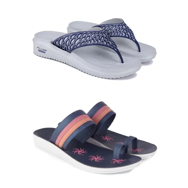 Flats for Women, Set of 2 (Multicolor, 8)