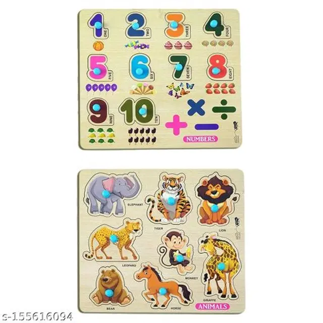 Wooden Puzzle for Kids, Multicolor, Pack of 2