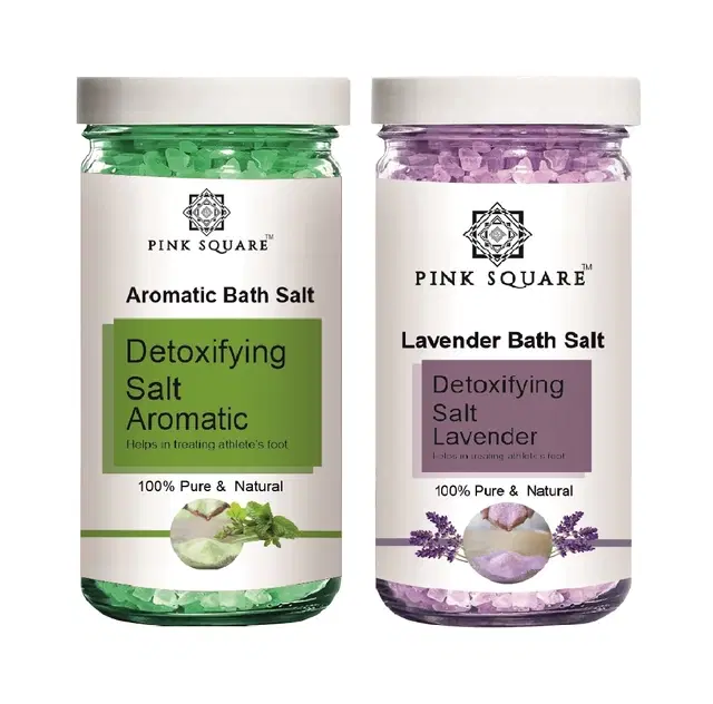 Pink Square Aromatic & Lavender Detoxifying Bath Salt Crystal, 200 g, Set of 2