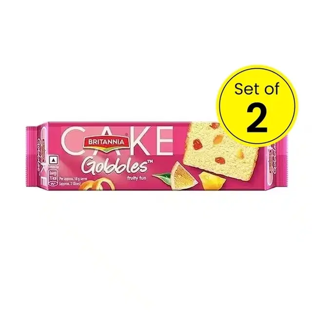 Britannia Gobbles Bar Cake Fruity Fun 2X110 g (Pack Of 2)