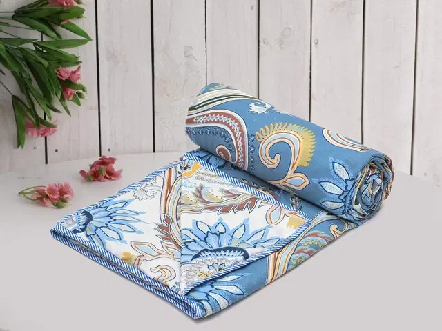 Sarangi Printed Double Dohar Blue White 90x90inch