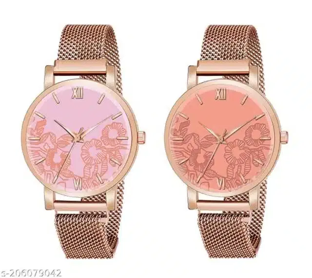 Analog Watch for Women, Pack of 2 (Multicolor)