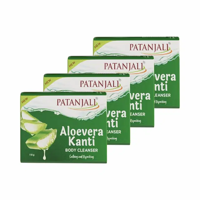 Patanjali Aloe Vera Kanti Body Cleanser Soap 4X150 g (Pack of 4)