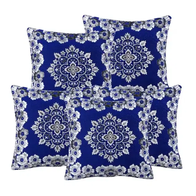 Premium Cotton Cushion Cover, 16x16 inch, Multicolor, Set of 5, A-30