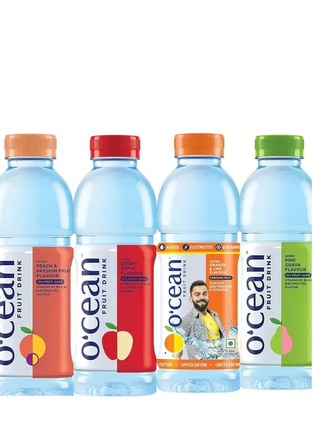 O'cean Fruit Water Peach, Orange &amp; Lime, Guava, Apple (Pack Of 12) Assorted Kten