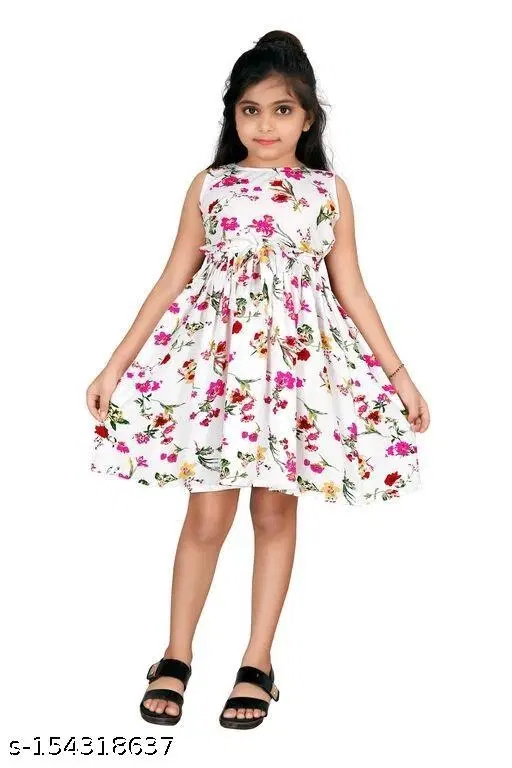 Party Frock for Girls (White, 4-5 Years)