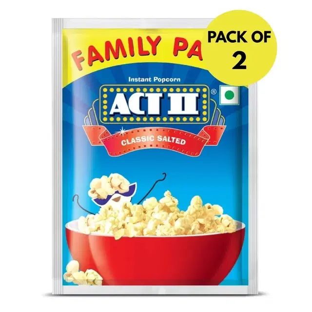 Act II Instant Popcorn Classic Salted 2X77 g (Pack of 2)